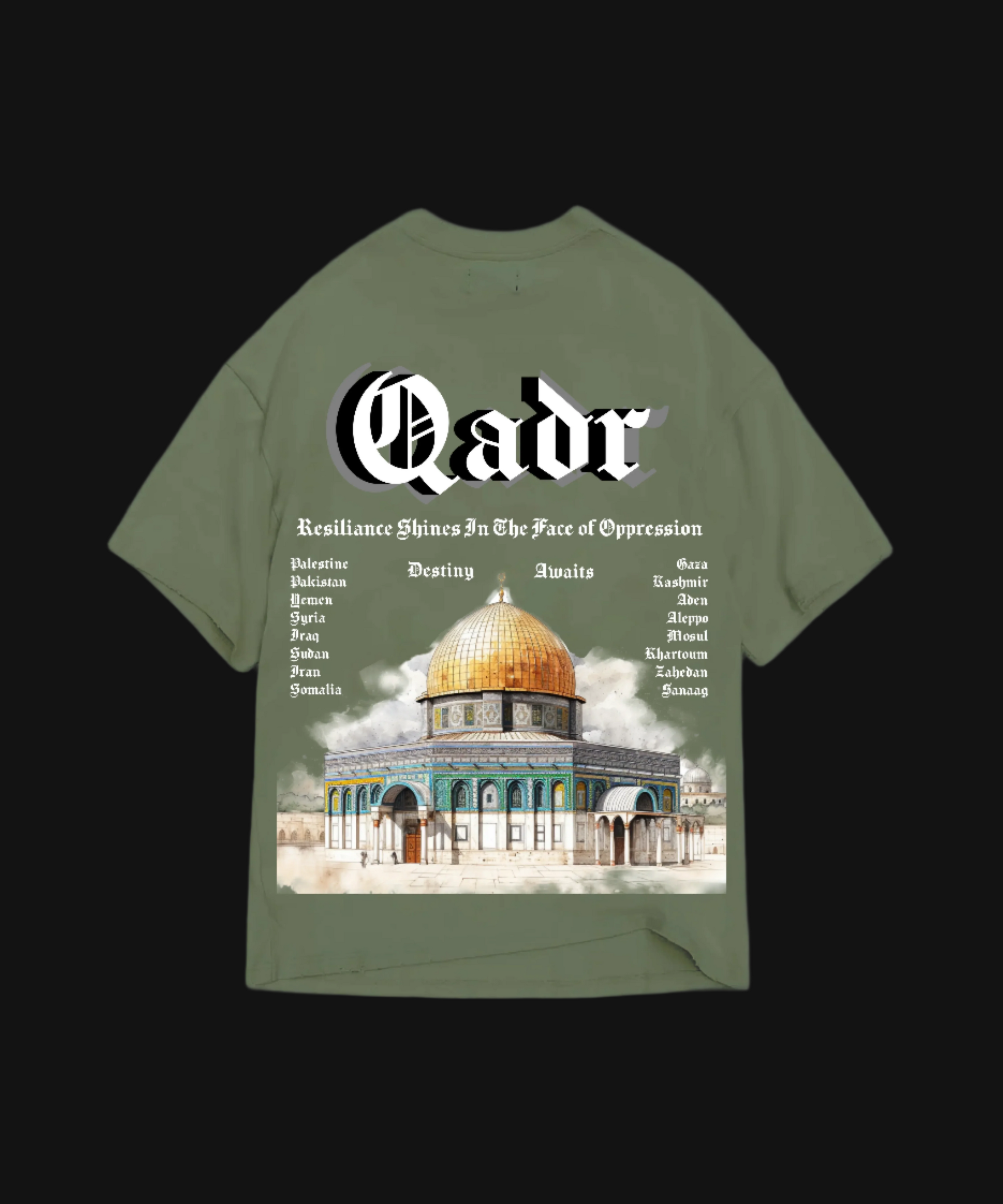 FREE PALESTINE OLIVE GREEN TEE